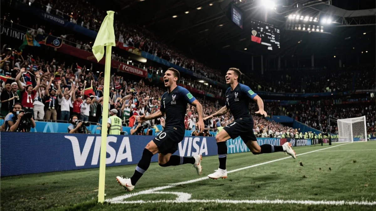 球场上黑马球队进球后庆祝的高燃瞬间